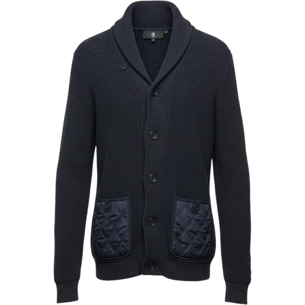 G-Star Raw Mens  Avihu Shawl Cardigan Sweater Navy Blue Waffle Knit L/S